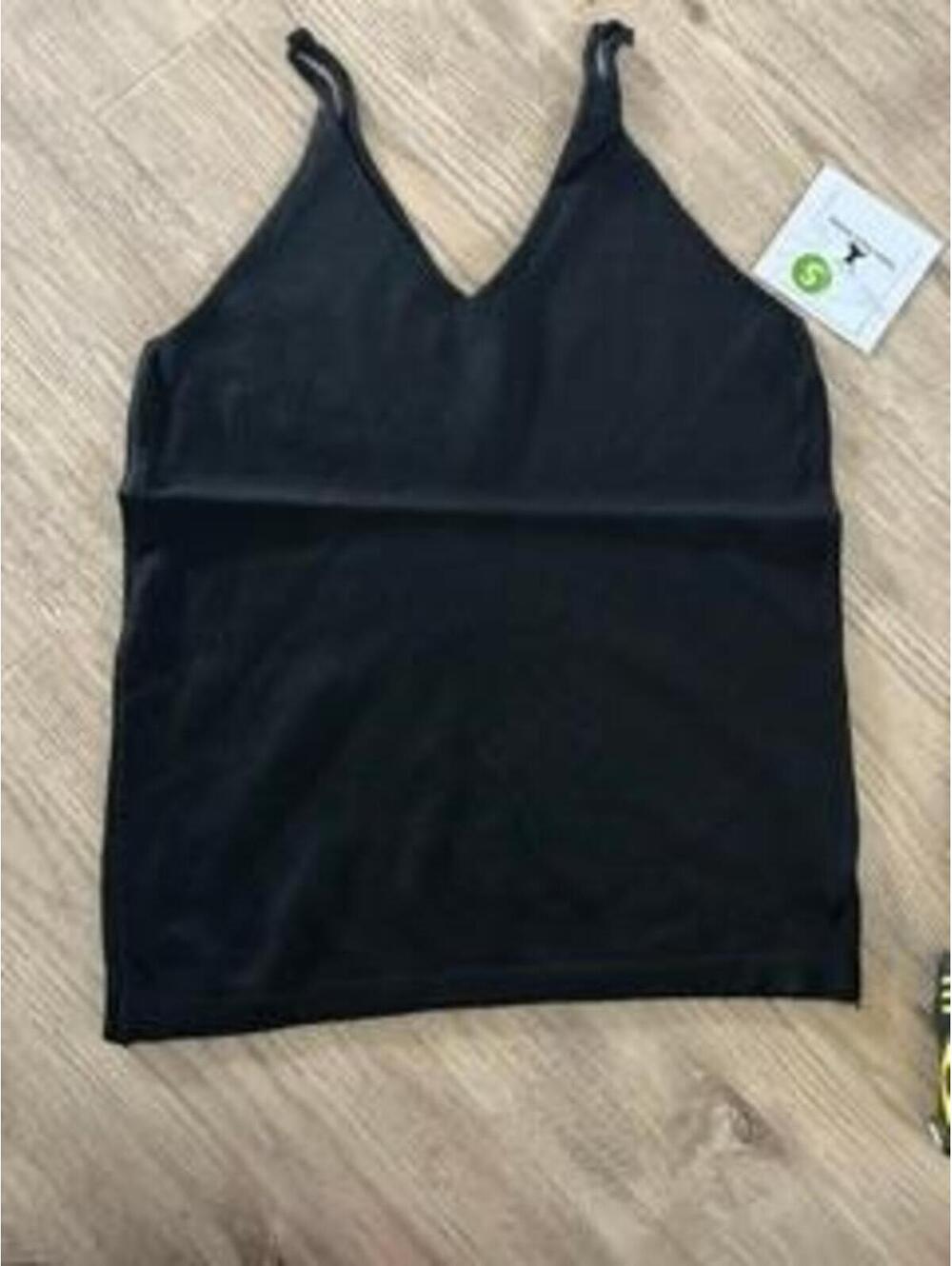 Knit Camisole Tank Top Womens Small Black V Neck Spaghetti Strap Super Soft